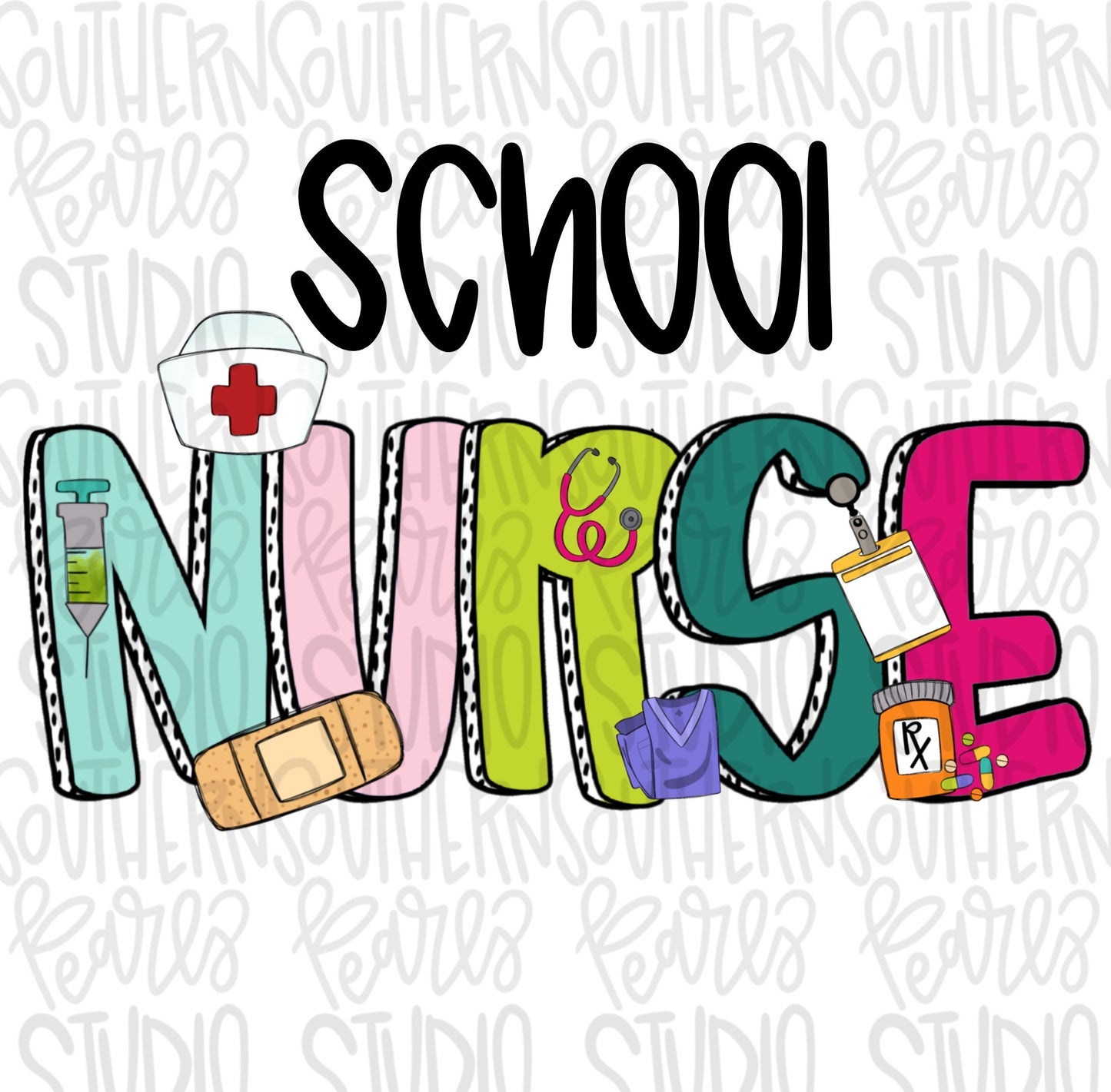 Nurse items Add-Ons for School Alpha | Teacher Alphabet Design | Sublimation Design | Digital Download | Women’s, Kids Shirt PNG