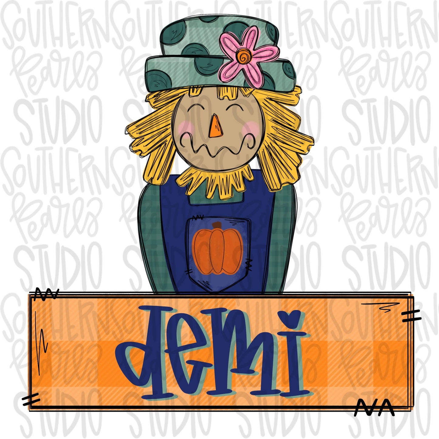 Scarecrow with Name Patch | Sublimation Design | Digital Download | Women’s, Kids Shirt PNG