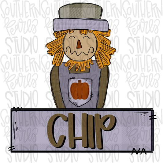 Scarecrow with Name Patch | Sublimation Design | Digital Download | Women’s, Kids Shirt PNG