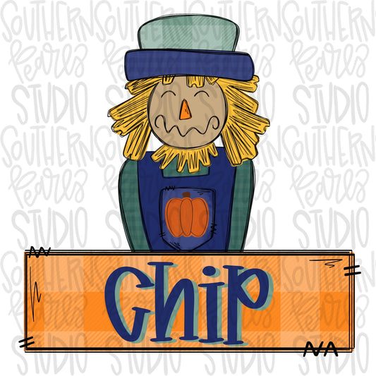 Scarecrow with Name Patch | Sublimation Design | Digital Download | Women’s, Kids Shirt PNG