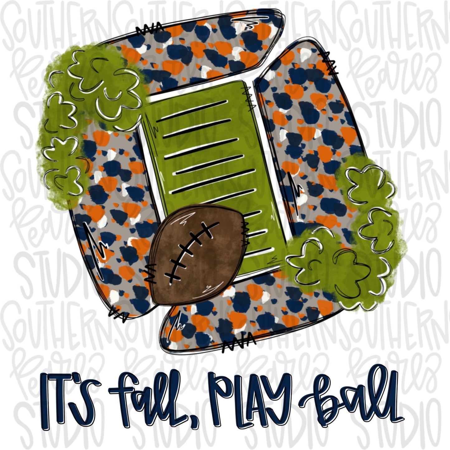 FOOTBALL Stadium Orange Blue | PNG | Sublimation | Design Download