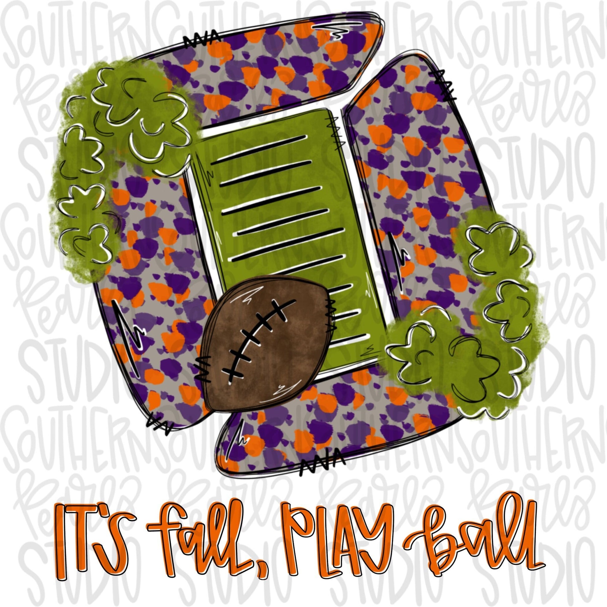 FOOTBALL Stadium Orange Purple | PNG | Sublimation | Design Download