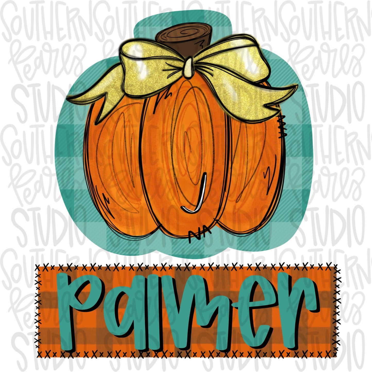 Plaid Pumpkin with Name Patch | Sublimation Design | Digital Download | Women’s, Kids Shirt PNG