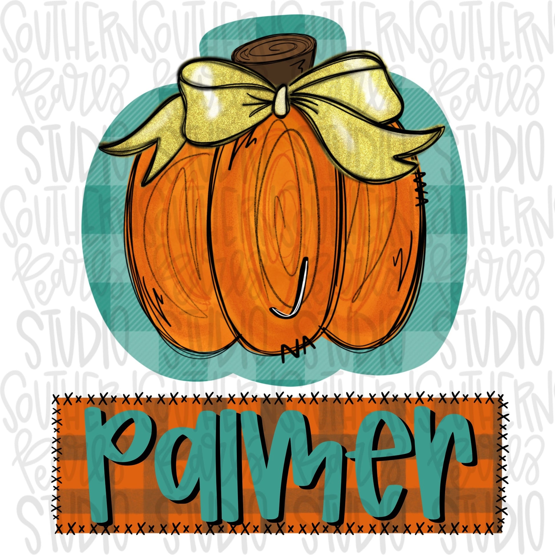 Plaid Pumpkin with Name Patch | Sublimation Design | Digital Download | Women’s, Kids Shirt PNG