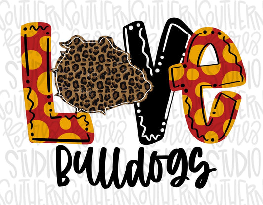 Love Bulldogs | Sublimation Design | Digital Download | Women’s, Kids Shirt PNG