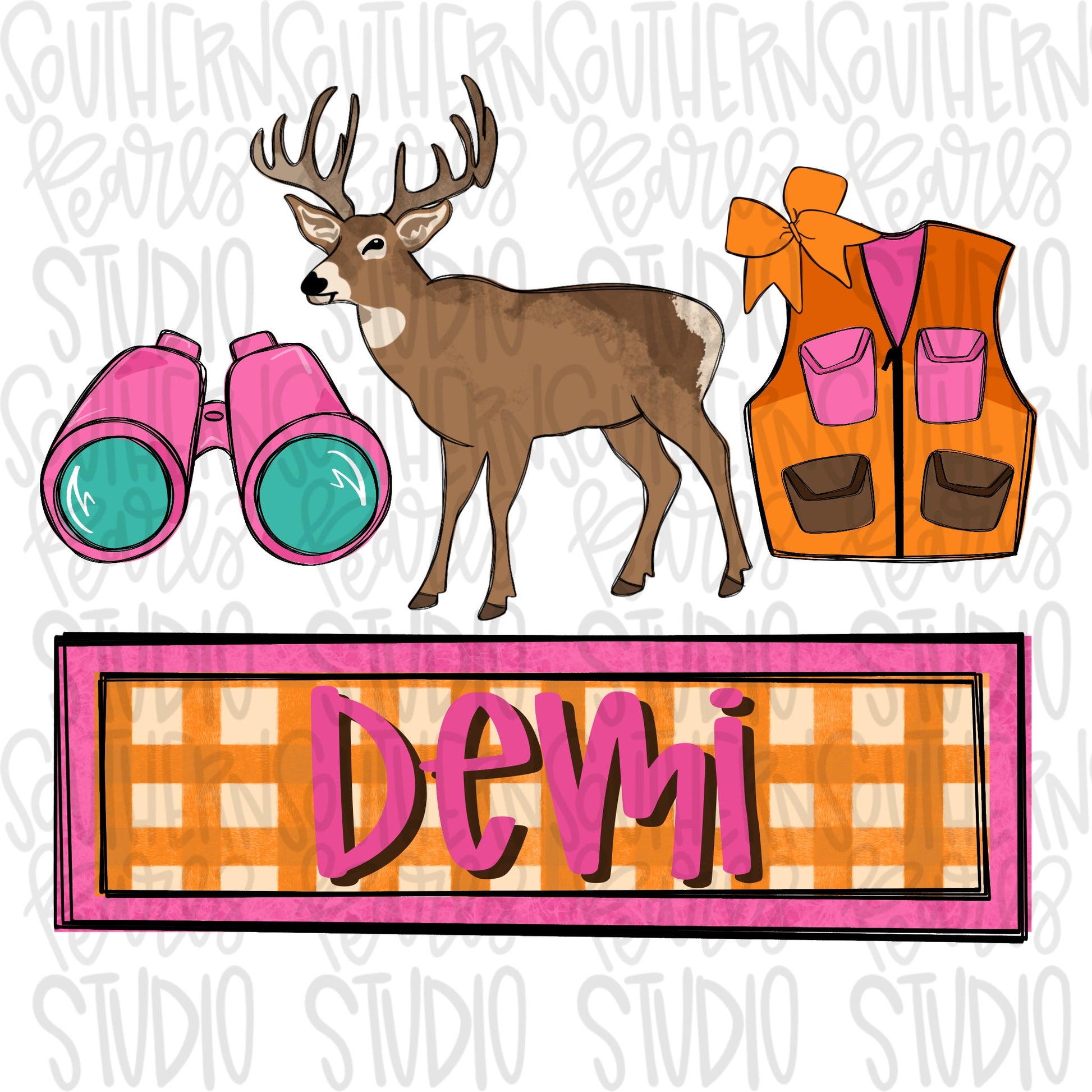 Buck hunting girly name plate | Sublimation Design | Digital Download | Women’s, Kids Shirt PNG