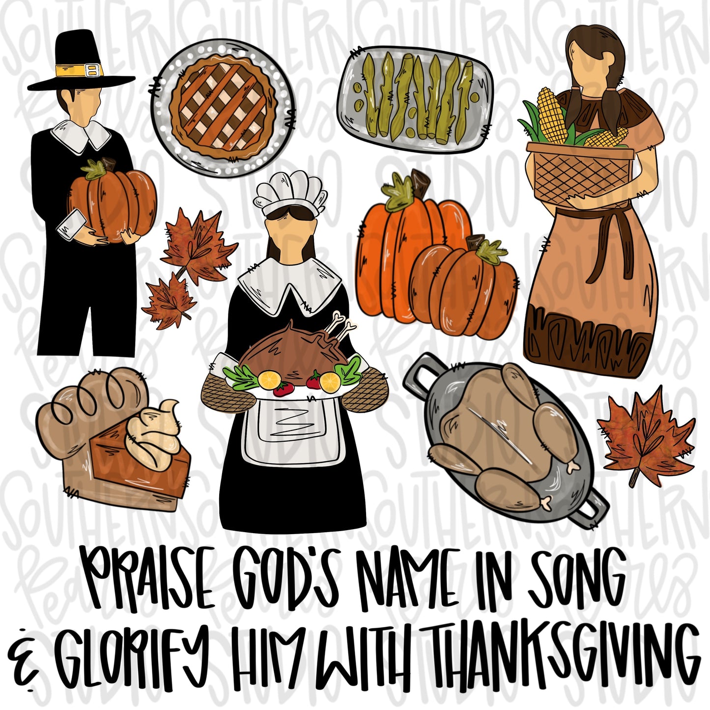 Glorify Him with Thanksgiving | Sublimation Design | Digital Download | Women’s, Kids Shirt PNG