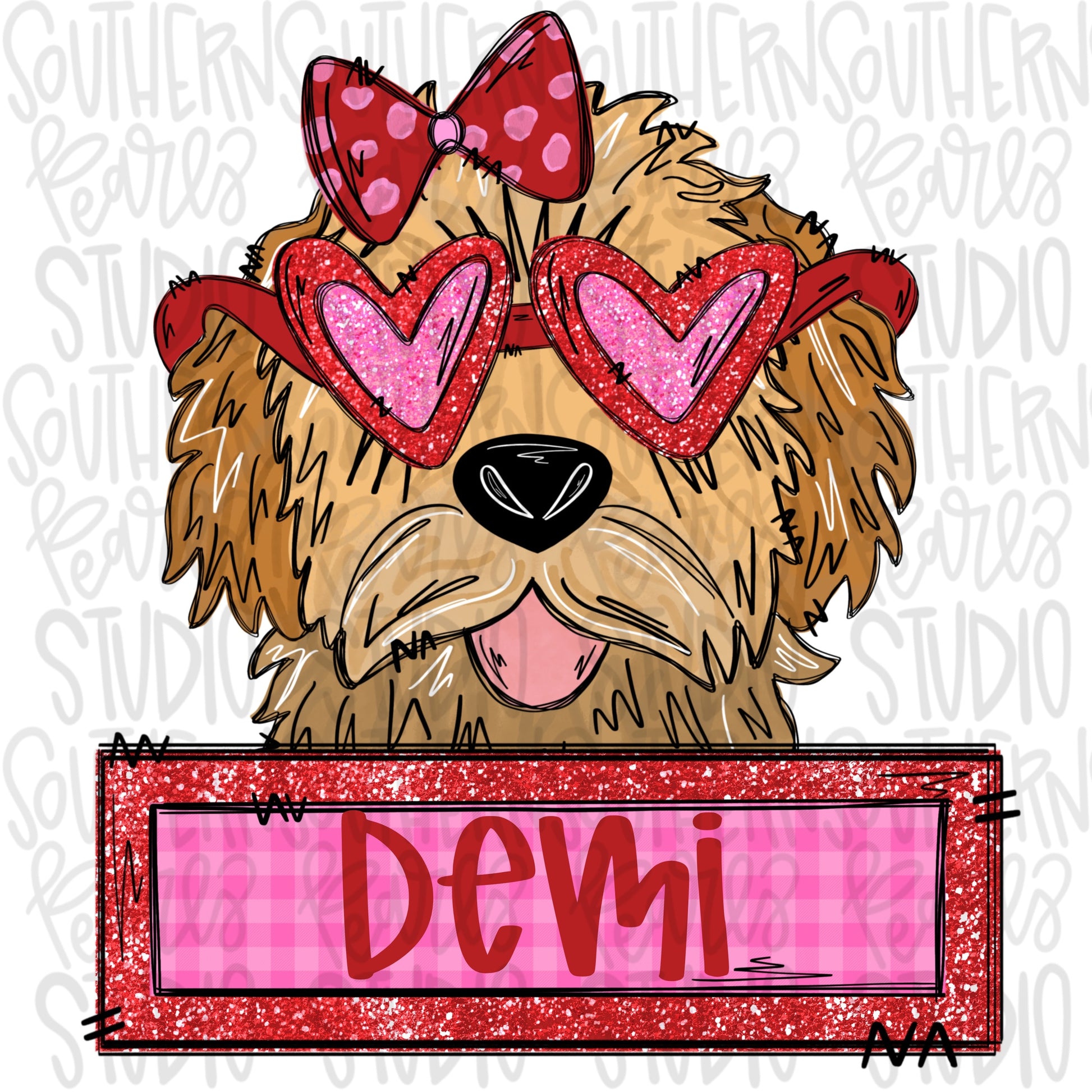 Valentine Goldendoodle with patch Girl | Sublimation Design | Digital Download | Women’s, Kids Shirt PNG