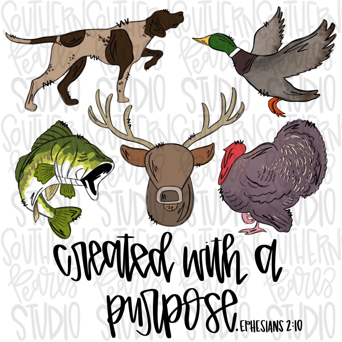 Created with a purpose Hunting Animals| Sublimation Design | Digital Download | Women’s, Kids Shirt PNG