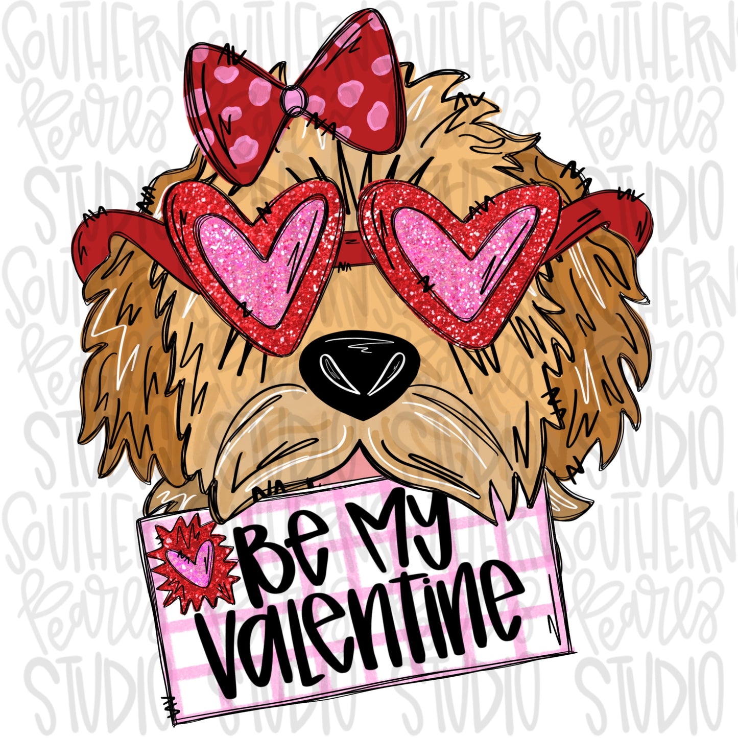 Be My Valentine Goldendoodle Girl | Sublimation Design | Digital Download | Women’s, Kids Shirt PNG