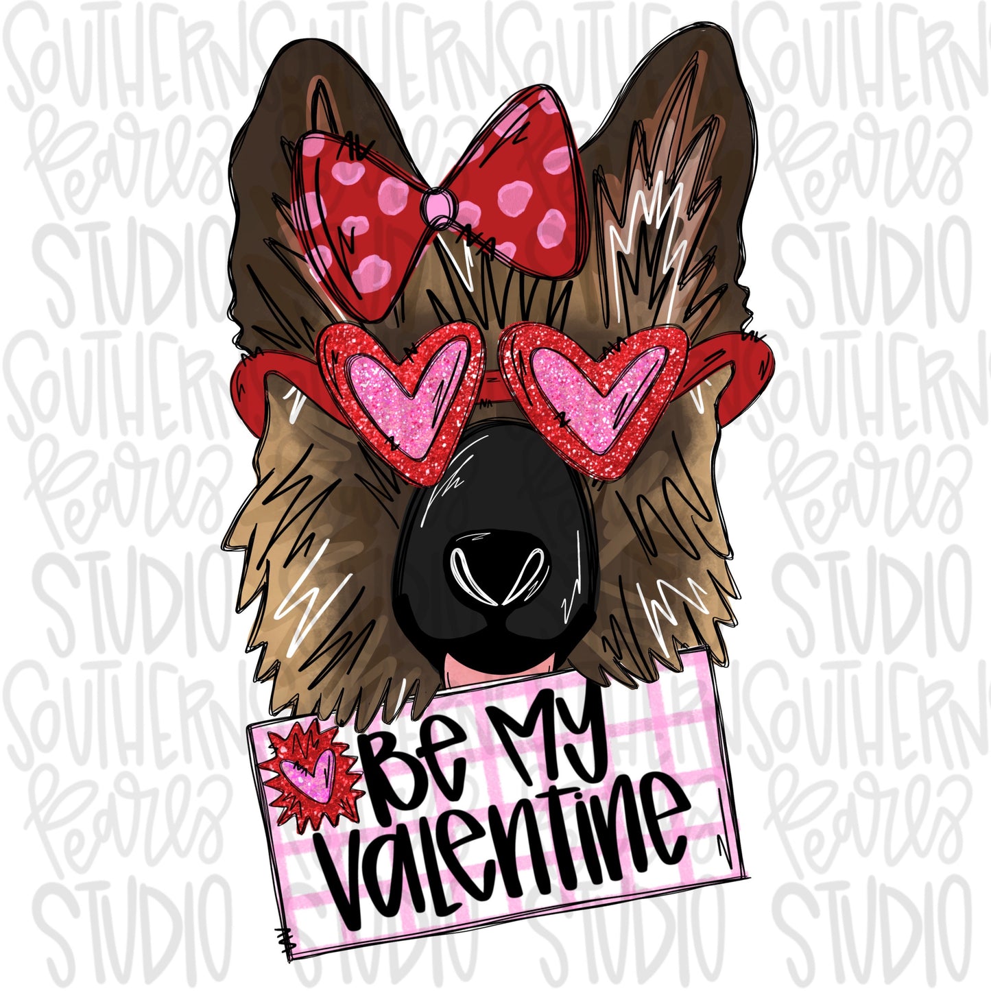 Be My Valentine German Shepherd Girl | Sublimation Design | Digital Download | Women’s, Kids Shirt PNG