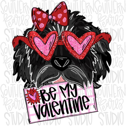 Be My Valentine black Goldendoodle Girl | Sublimation Design | Digital Download | Women’s, Kids Shirt PNG