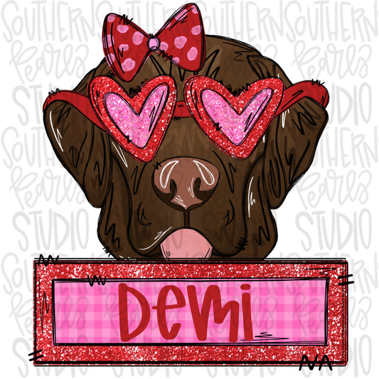 Valentine Lab with patch Girl | Sublimation Design | Digital Download | Women’s, Kids Shirt PNG