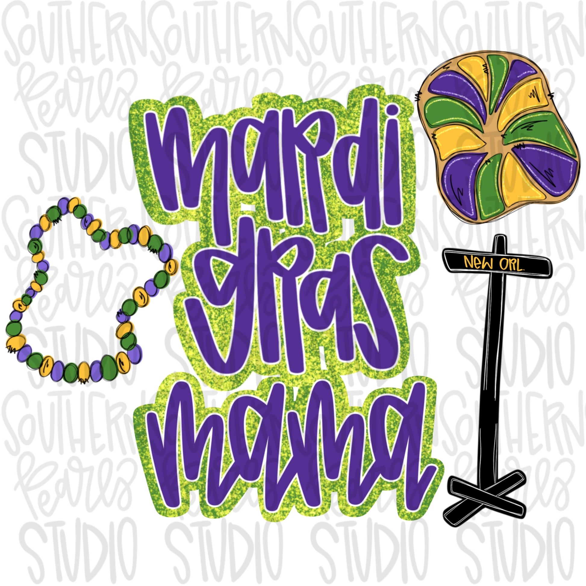 Mardi Gras Mama collage | Sublimation Design | Digital Download | Women’s, Kids Shirt PNG