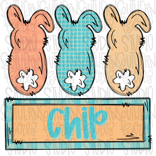 Easter Bunny trio Name Patch Boy | Sublimation Design | Digital Download | Women’s, Kids Shirt PNG