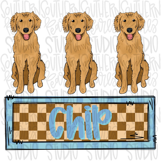 Golden retriever trio with patch | Sublimation Design | Digital Download | Women’s, Kids Shirt PNG