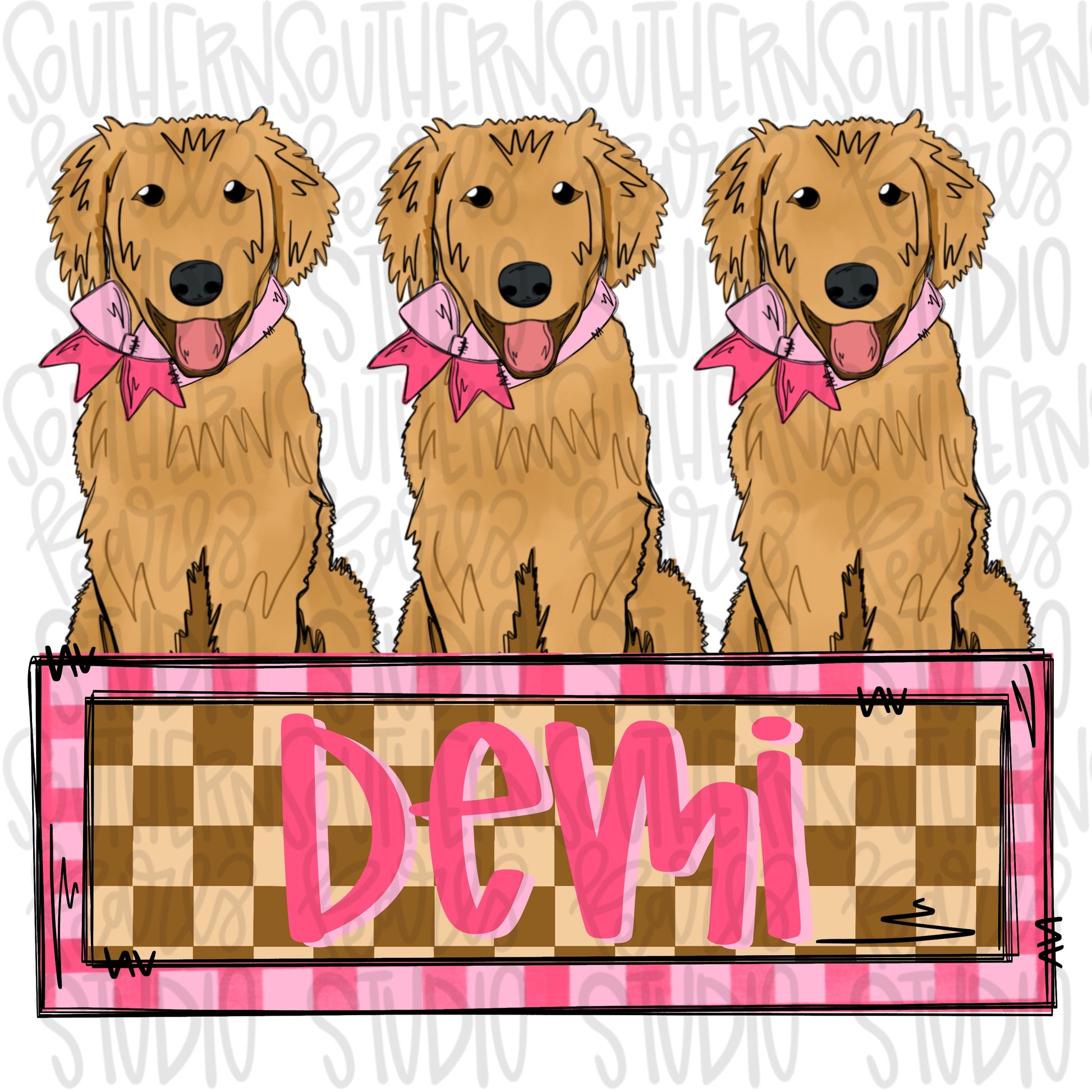 Golden retrievers trio girls with patch | Sublimation Design | Digital Download | Women’s, Kids Shirt PNG