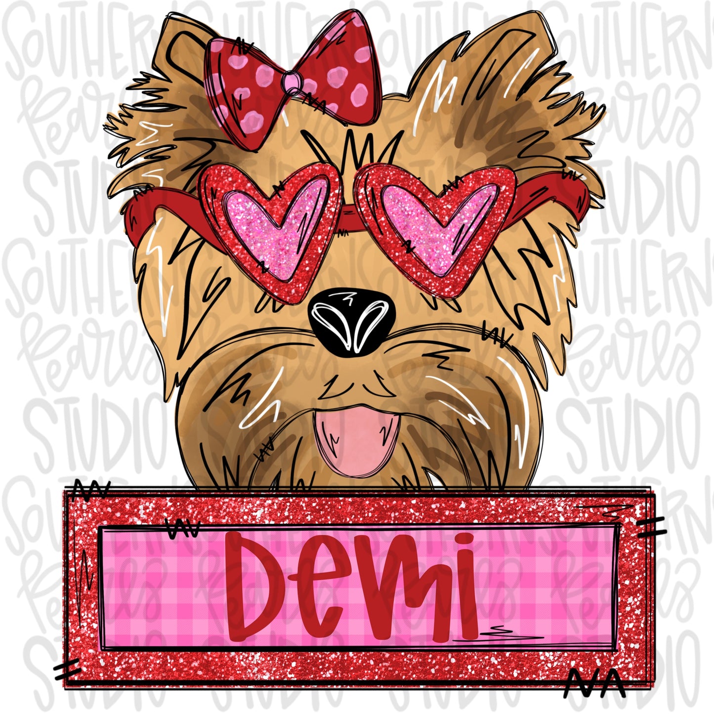 Valentine Yorkie with patch Girl | Sublimation Design | Digital Download | Women’s, Kids Shirt PNG