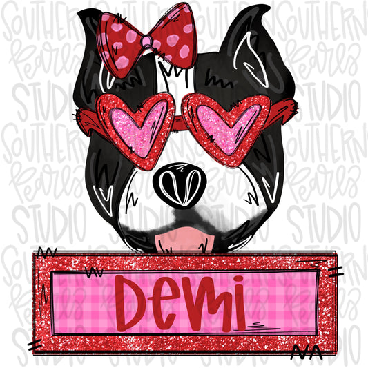 Valentine pit bull with patch girl | Sublimation Design | Digital Download | Women’s, Kids Shirt PNG