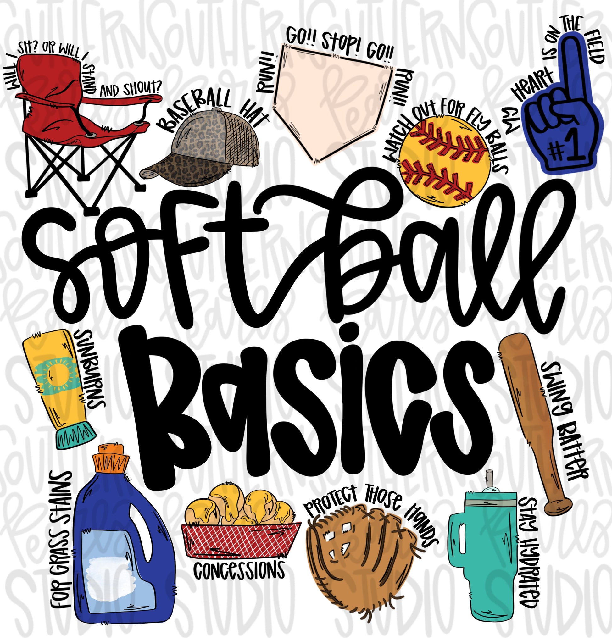 Softball Basics | Baseball Mom | Sublimation Design | Digital Download | Women’s, Kids Shirt PNG