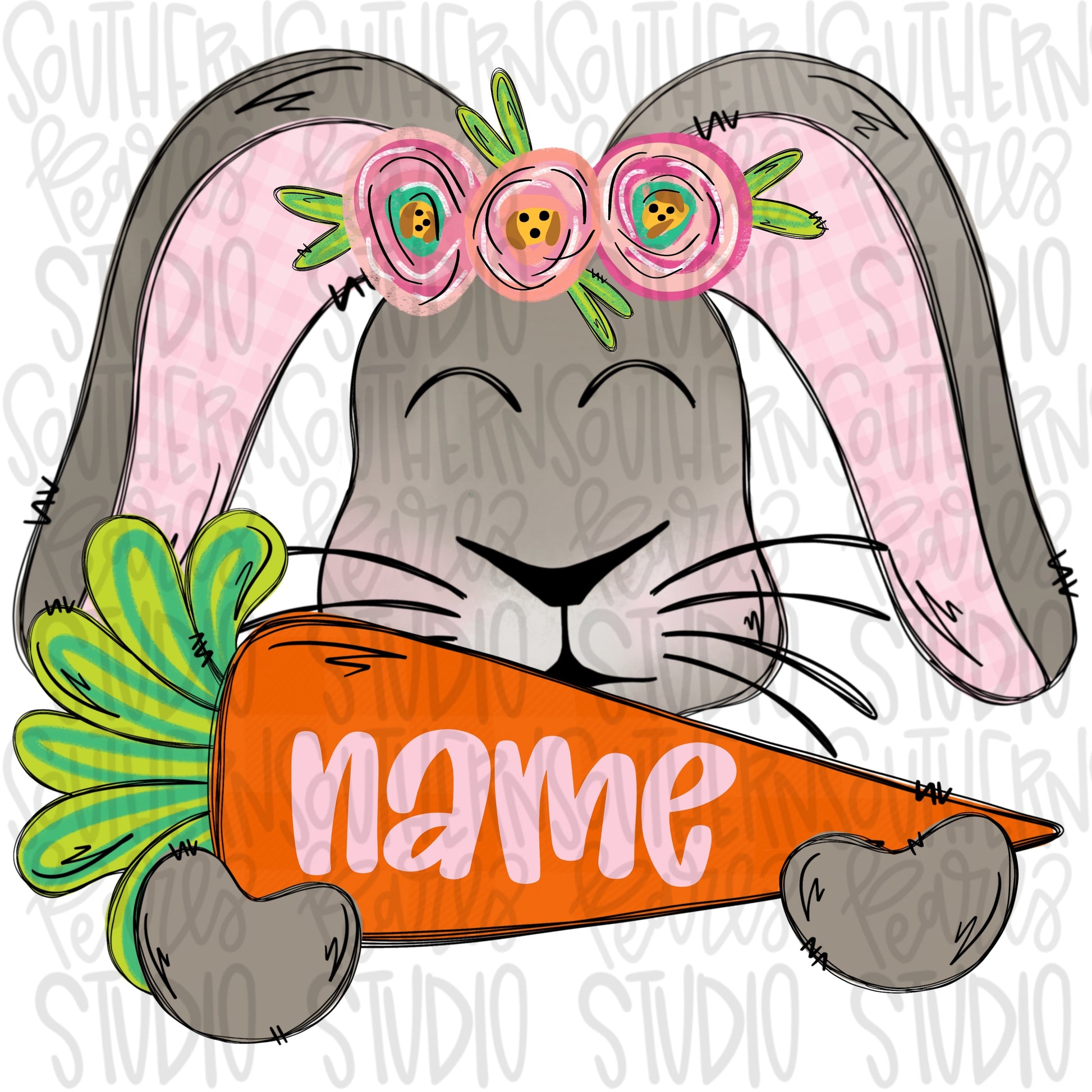 Easter Bunny with carrot Girl | Sublimation Design | Digital Download | Women’s, Kids Shirt PNG