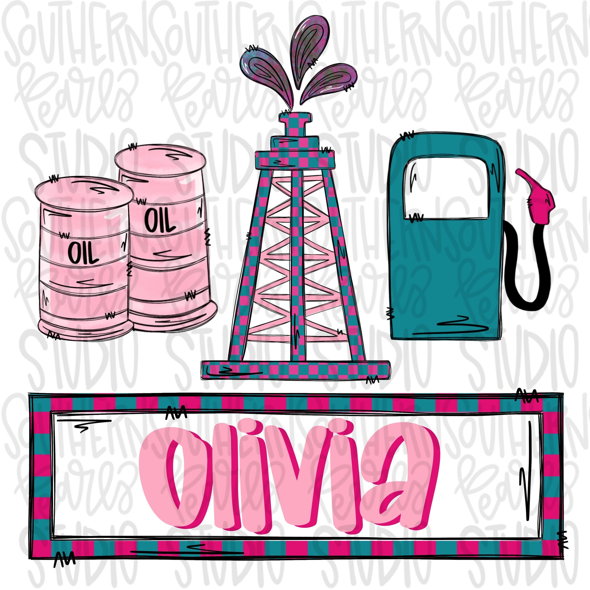 Oilfield design with name plate | Sublimation Design | Digital Download | Women’s, Kids Shirt PNG