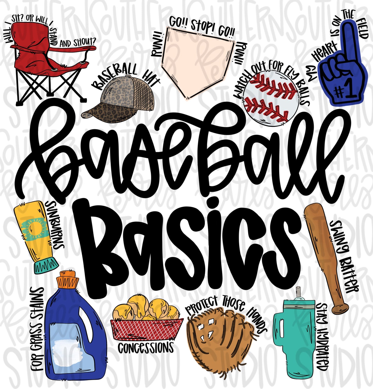 Baseball Basics | Baseball Mom | Sublimation Design | Digital Download | Women’s, Kids Shirt PNG