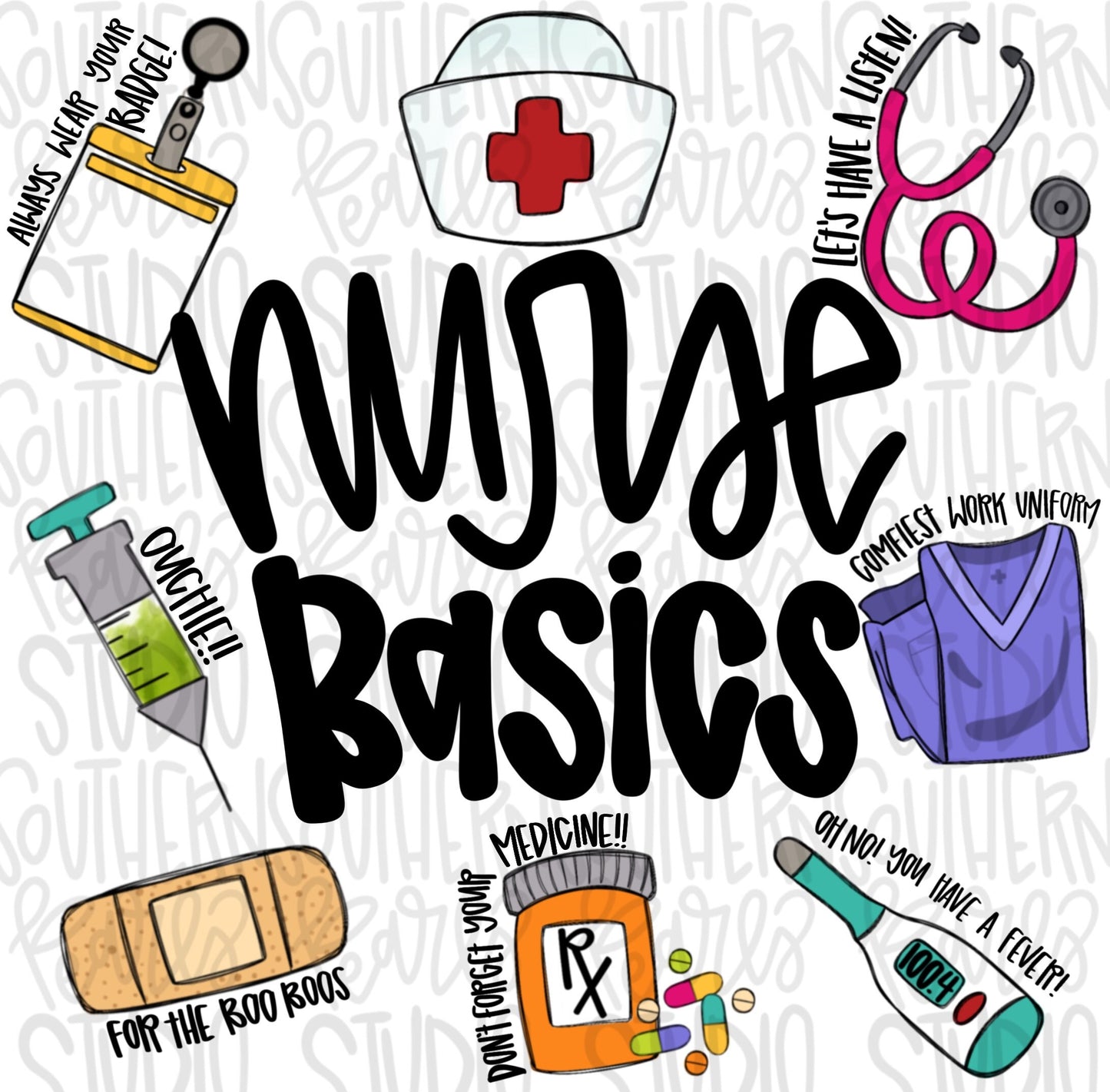 Nurse Basics | Sublimation Design | Digital Download | Women’s, Kids Shirt PNG