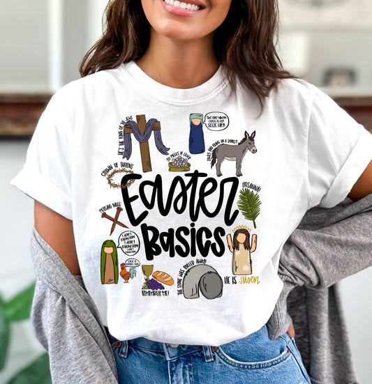 Easter Basics | Easter Story | On the third day He Rose | He is Risen | Sublimation Design | Digital Download | Women’s, Kids Shirt PNG