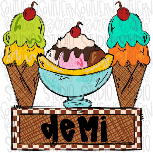 Ice cream name patch| Sublimation Design | Digital Download | Women’s Shirt | PNG design