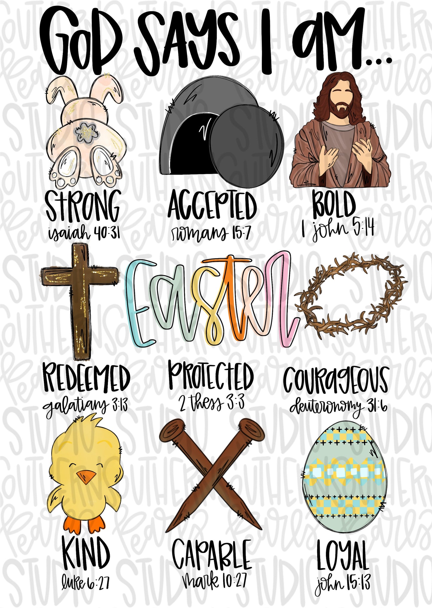 God says I am EASTER | Sublimation Design | Digital Download | Women’s, Kids Shirt PNG