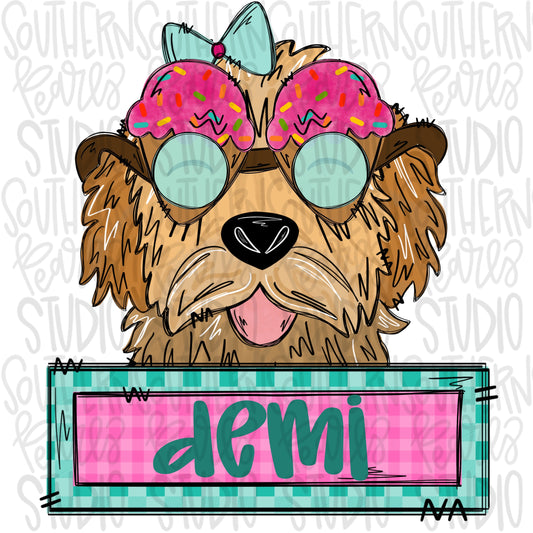 Summer Ice Cream Goldendoodle with patch Girl | Sublimation Design | Digital Download | Women’s, Kids Shirt PNG