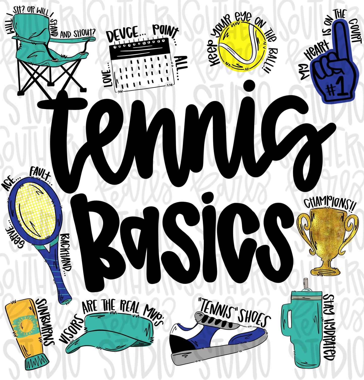 Tennis Basics| Sublimation Design | Digital Download | Women’s, Kids Shirt PNG