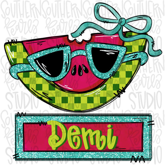 Watermelon sunglasses name patch girl | Sublimation Design | Digital Download | Women’s Shirt | PNG design